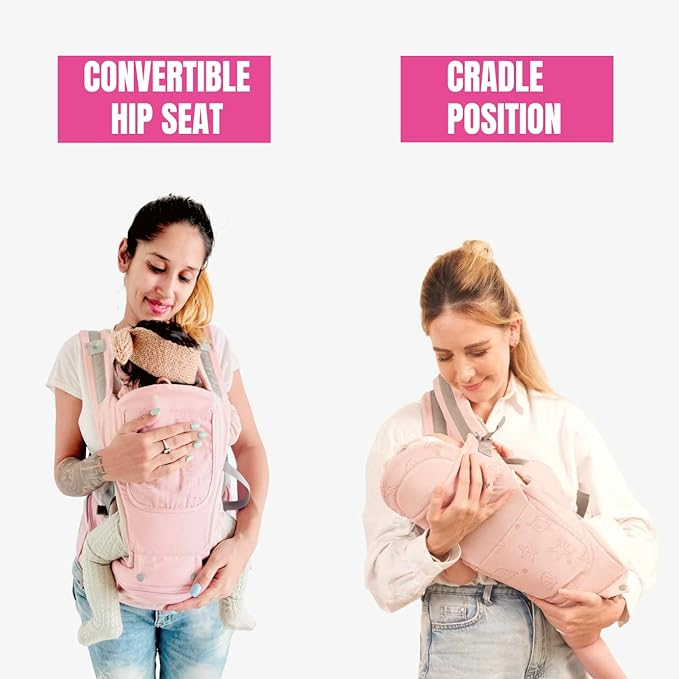 Polka Tots Baby Carrier / 6 in 1 Convertible Hip Seat 3-36 Months (Shell Pink)