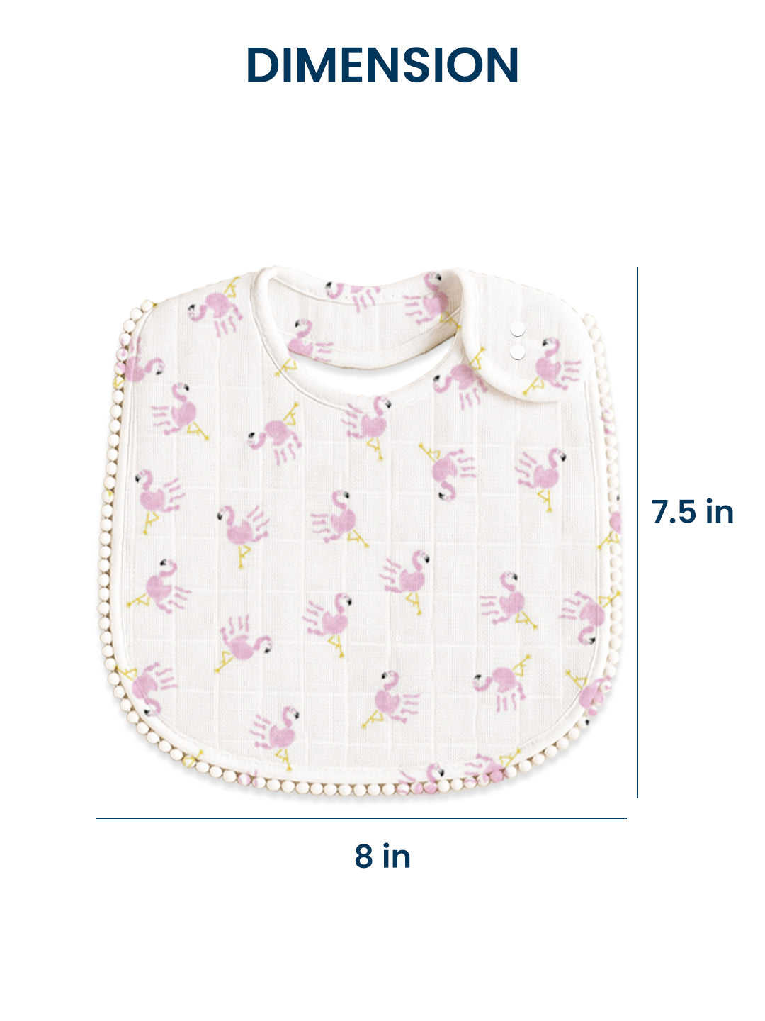 Polka Tots Newborn Pack of 3 100% Soft Muslin Cotton Bib Set with Pom-Pom Lace