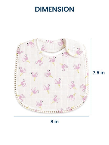 Polka Tots Newborn Pack of 3 100% Soft Muslin Cotton Bib Set with Pom-Pom Lace