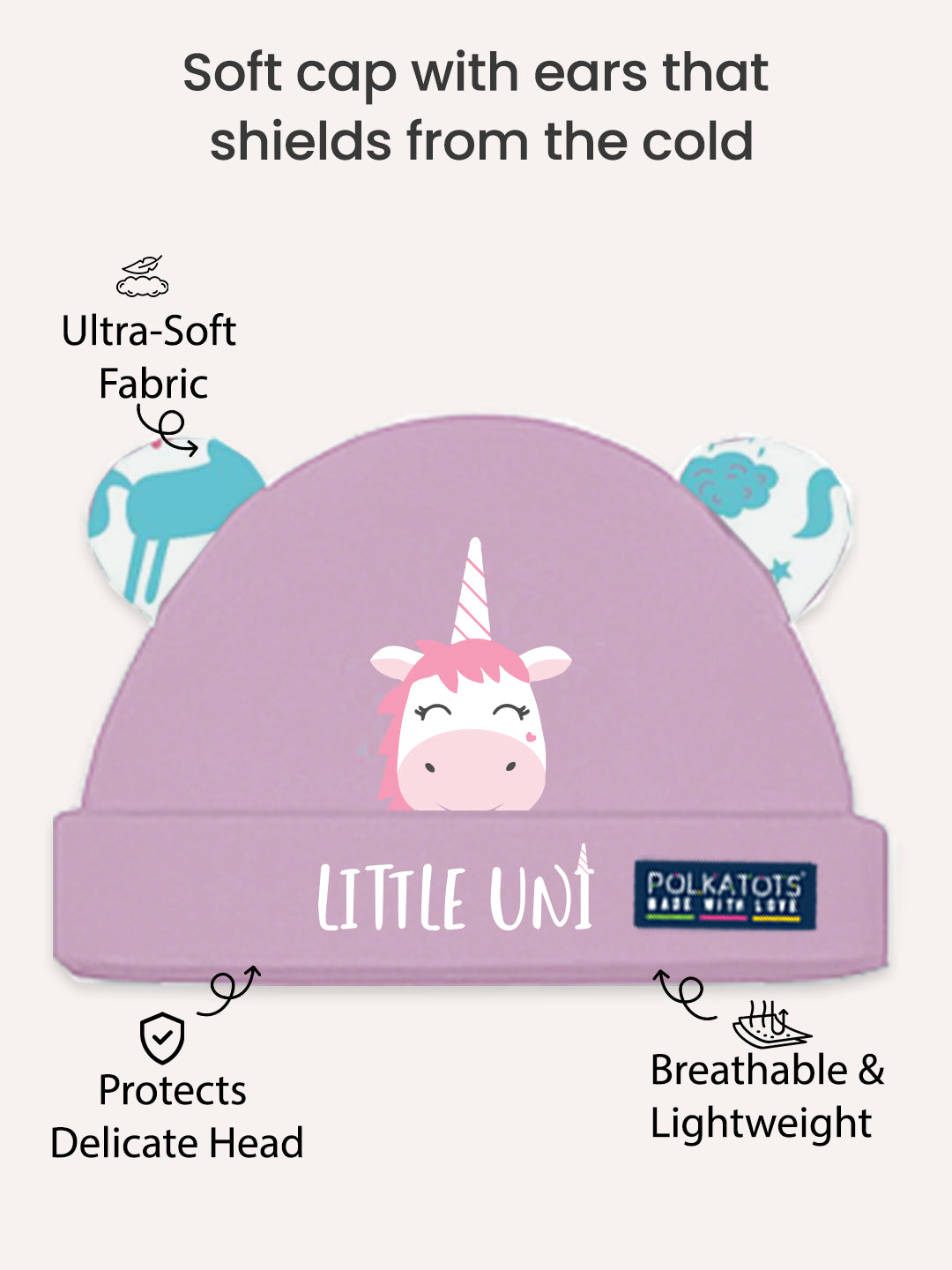 Polka Tots Pack of 6 Unicorn Print Mini Newborn Gift Hamper Set - Lavender