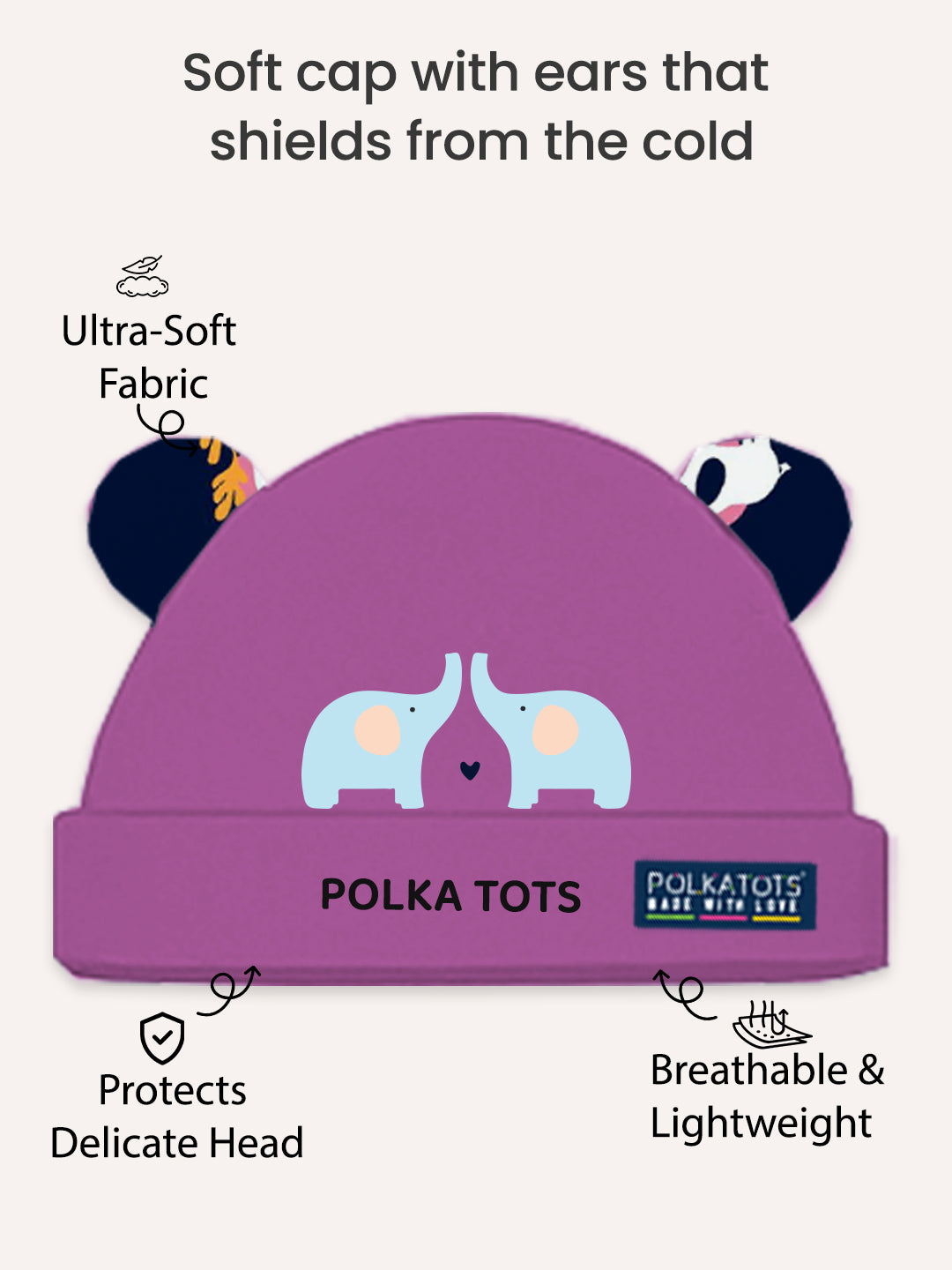 Polka Tots Pack of 6 Elephant Print Mini Newborn Gift Hamper Set - Navy