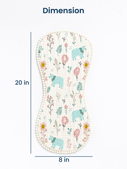 Polka Tots Newborn Pack of 3 100% Soft Muslin Cotton Double Layer Burp Cloths with Pom-Pom Lace