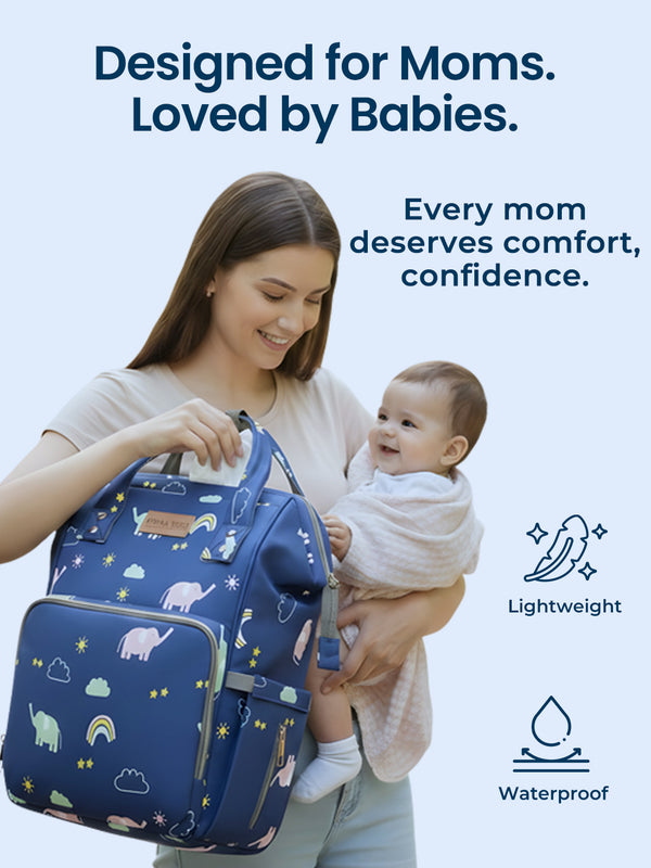 Premium 17+ Pockets Multifunctional Diaper Bag with Changing Mat – Elephant