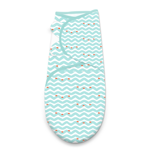 Polka Tots Pack of Two Jungle and Wave print Swaddle Wraps - Multicolor
