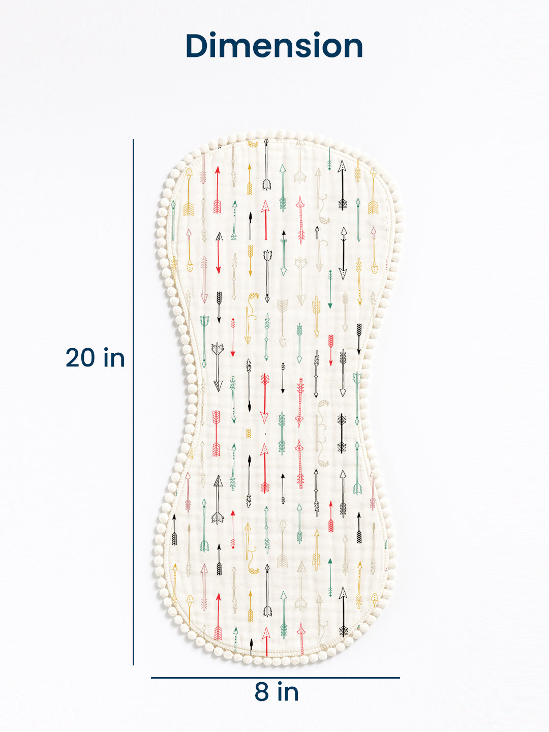 Polka Tots Newborn Pack of 3 100% Soft Muslin Cotton Double Layer Burp Cloths with Pom-Pom Lace