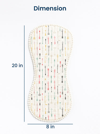 Polka Tots Newborn Pack of 3 100% Soft Muslin Cotton Double Layer Burp Cloths with Pom-Pom Lace