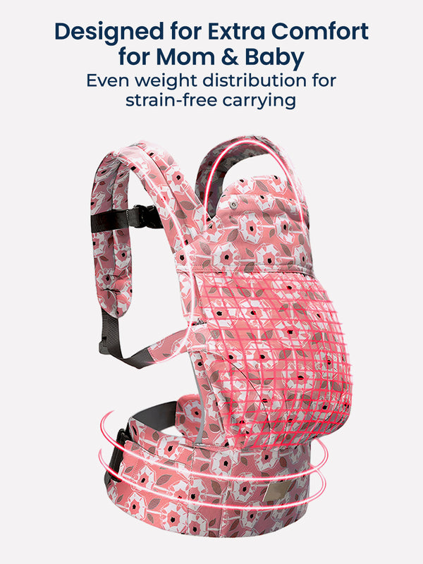 Polka Tots Ergonomic Baby Carrier with M Shape Seat & Multiple Carry Positions - Hugsy Baby Carrier (Pink)