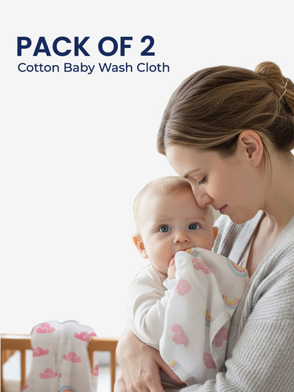 Polka Tots Newborn Pack of 6 100% Soft Double-Layer Muslin Cotton Essentials Gift Box - Rainbow Mist Print