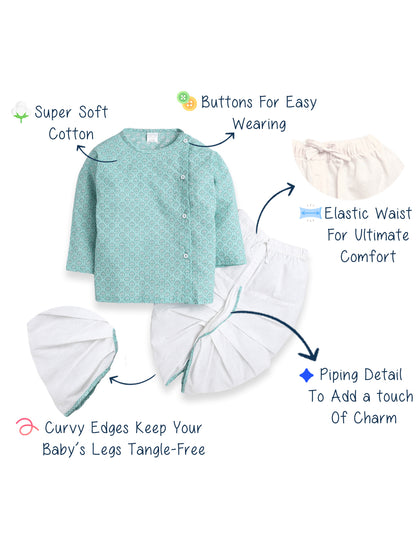 Polka Tots Dhoti Kurta Set for Boys 100% Super Soft Cotton Traditional Ethnic Wear For Kids - Blue