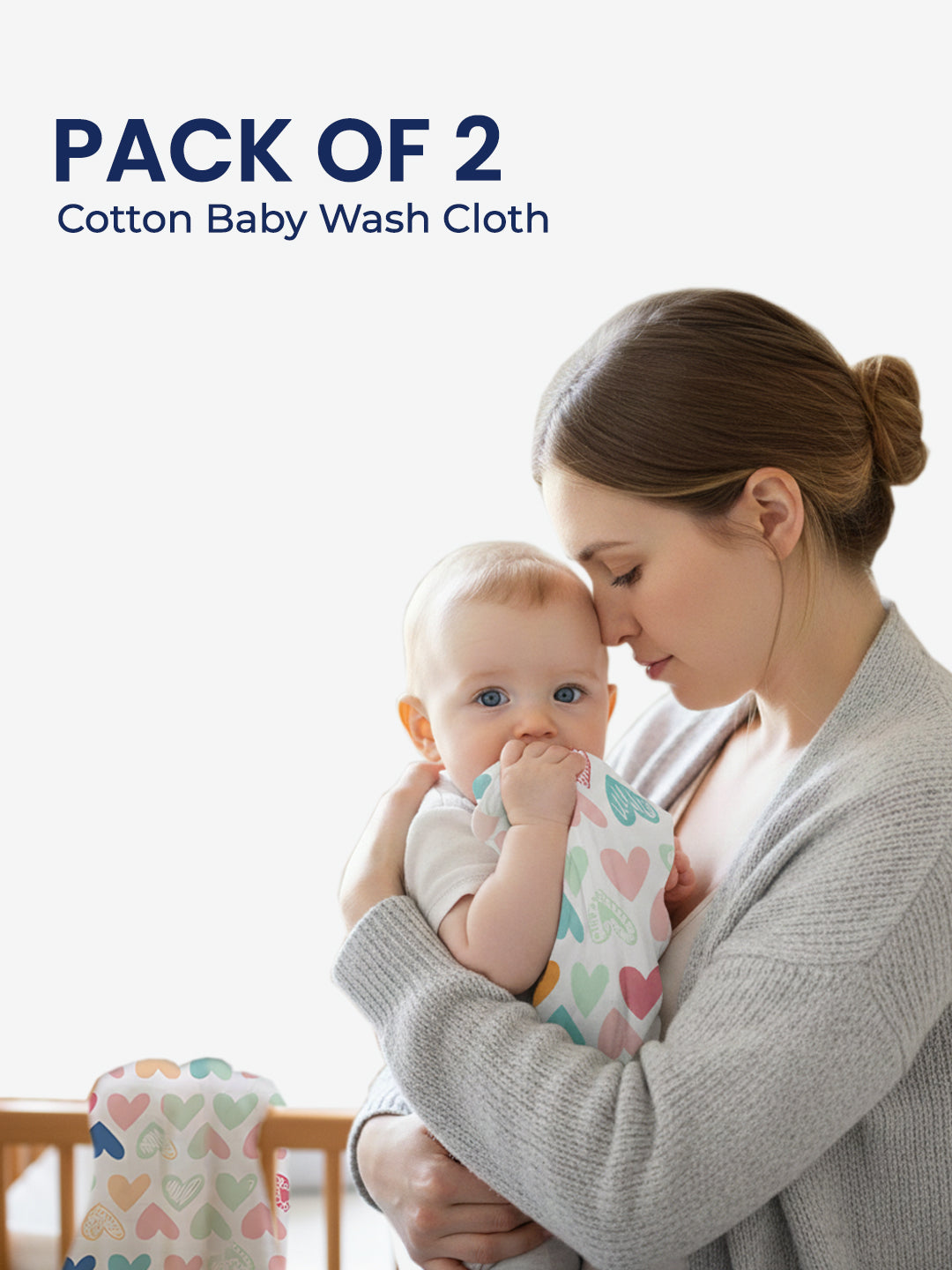 Polka Tots Newborn Pack of 6 100% Soft Double-Layer Muslin Cotton Essentials Gift Box - Mini Hearts Print