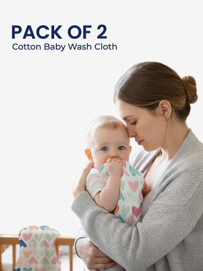 Polka Tots Newborn Pack of 6 100% Soft Double-Layer Muslin Cotton Essentials Gift Box - Mini Hearts Print