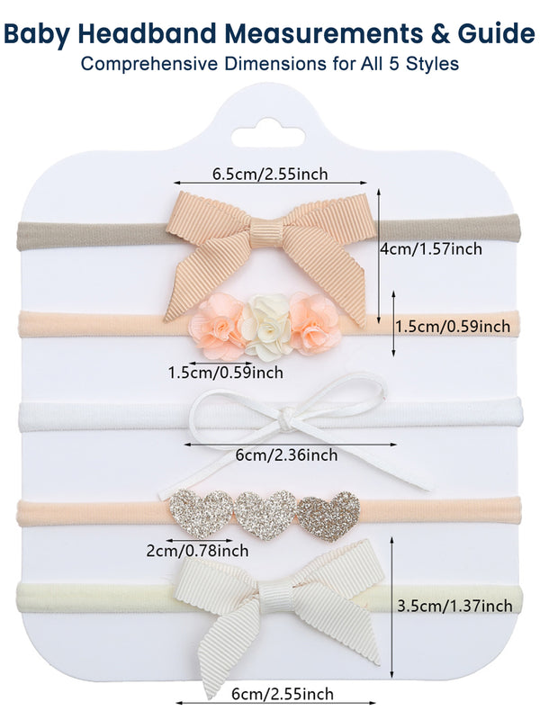 Pack of 5 Floral & Bow Headbands Set