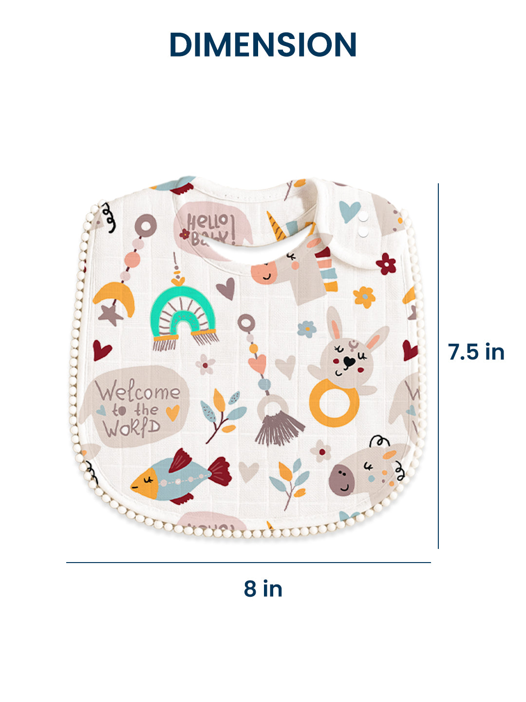 Polka Tots Newborn Pack of 3 100% Soft Muslin Cotton Bib Set with Pom-Pom Lace