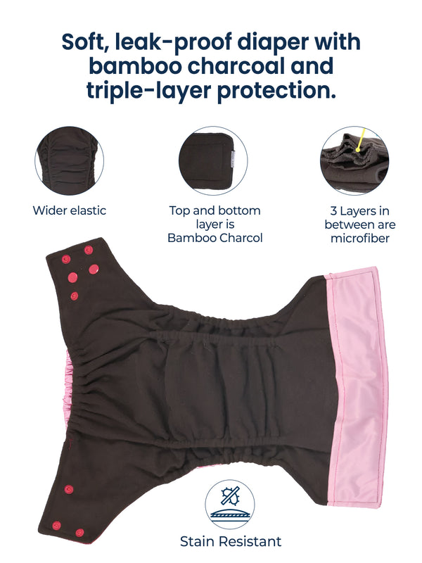 Bamboo Charcoal Reusable Cloth Diapers (Elephant)