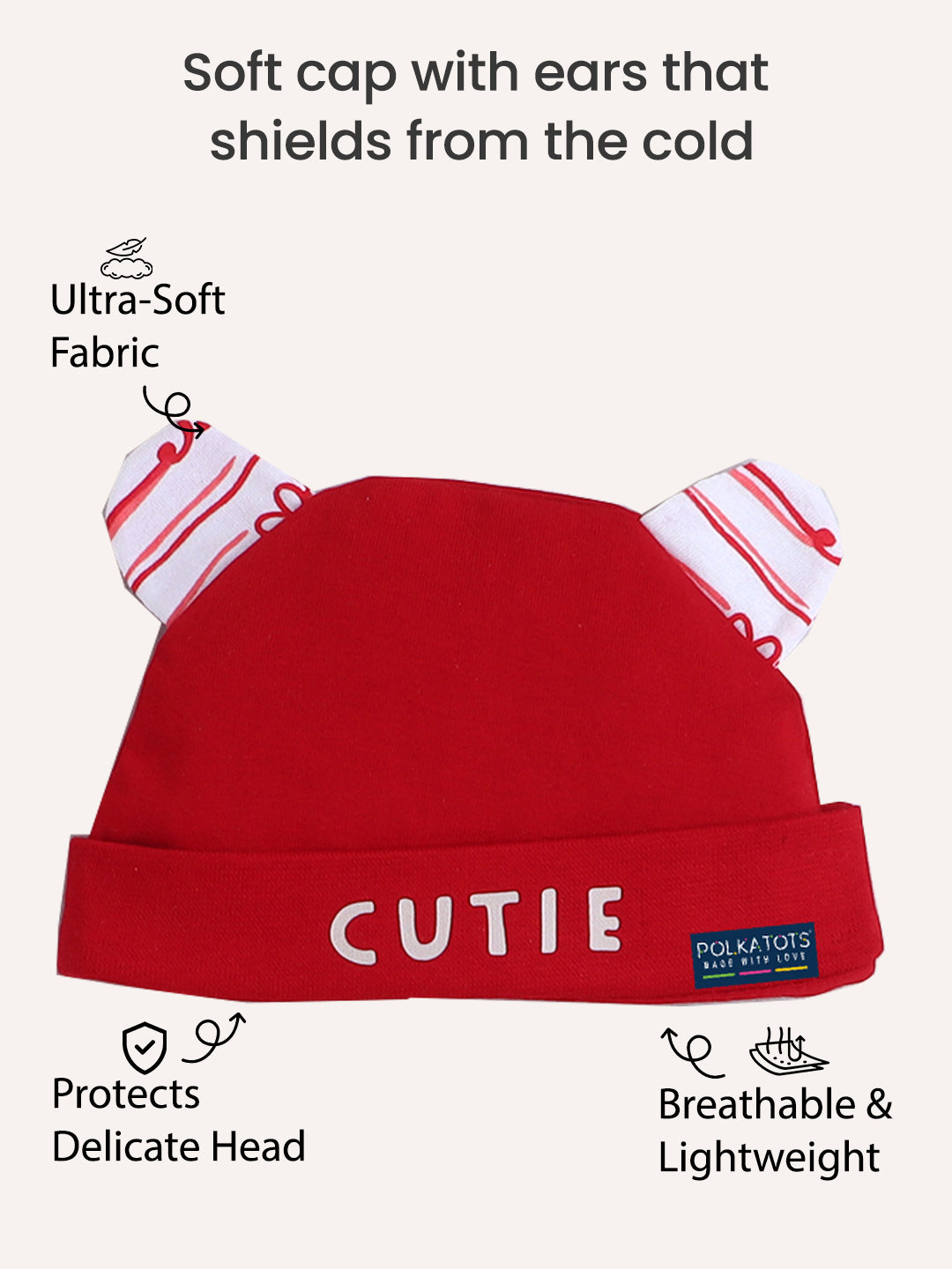 Polka Tots Pack of 6 Love Print Mini Newborn Gift Hamper Set - Red