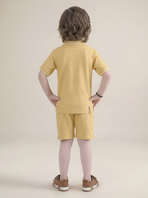 Polka Tots Half Sleeves Polo T-Shirt Shorts - Yellow