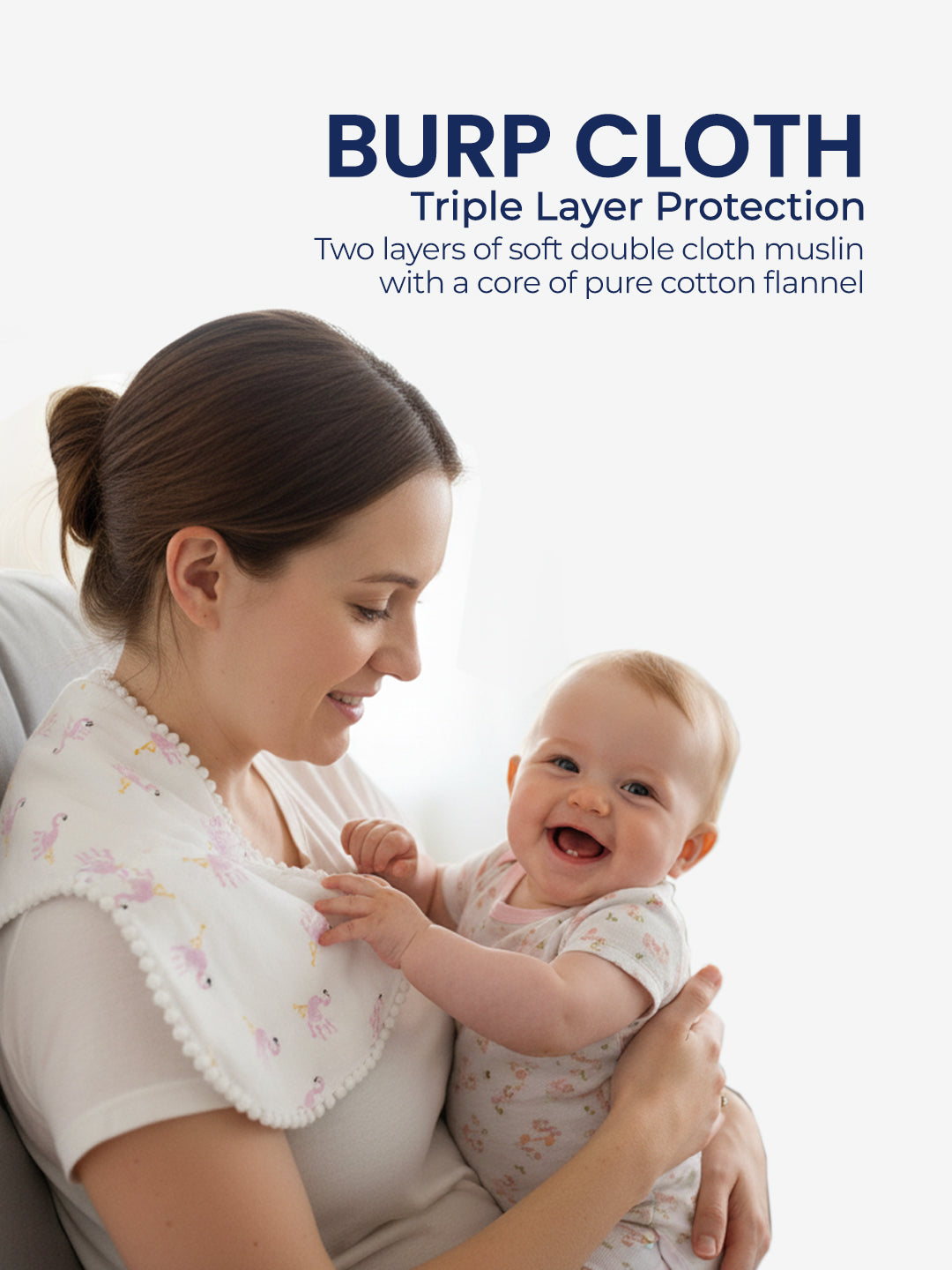 Polka Tots Newborn Pack of 6 100% Soft Double-Layer Muslin Cotton Essentials Gift Box - Flamingo Fingers Print