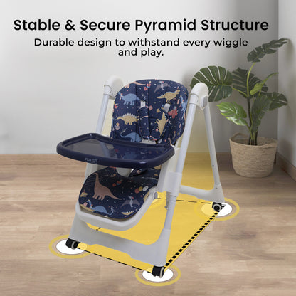 Polka Tots Twist n’ Taste 3 in 1 Convertible Dino Design High Chair - (Blue)