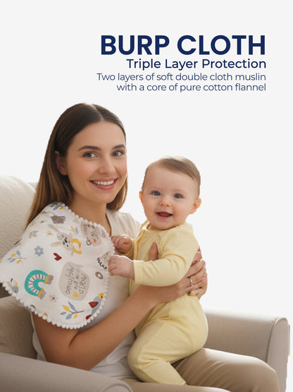 Polka Tots Newborn Pack of 6 100% Soft Double-Layer Muslin Cotton Essentials Gift Box - Hello Baby Print