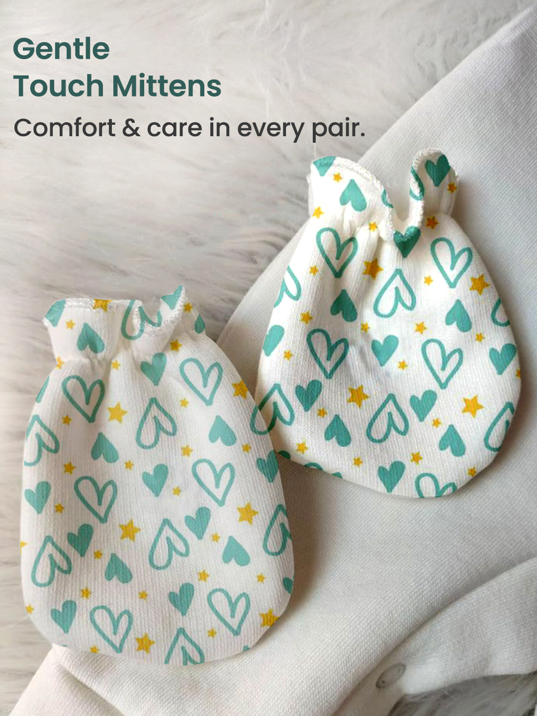 Polka Tots Pack of 10 Heart Print Jumbo Newborn Gift Hamper Set - Green