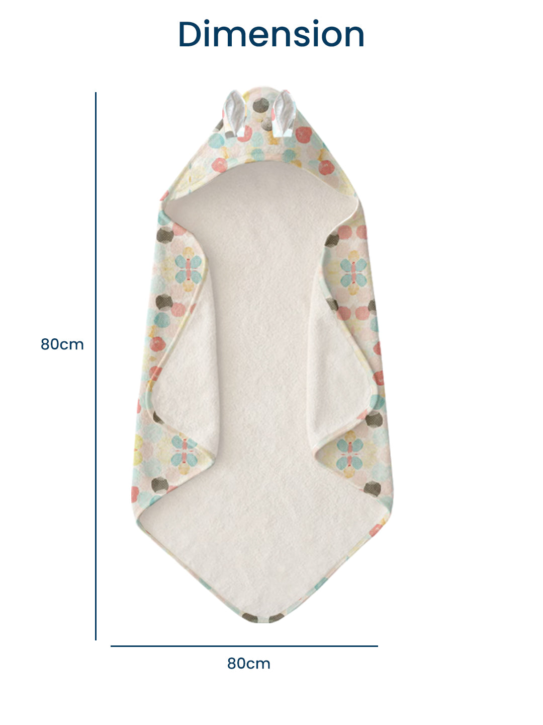 Polka Tots 100% Soft Muslin Cotton 2-Layer Hooded Baby Towel with Ear Appliqué - Polka Dots Print