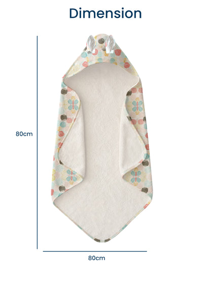 Polka Tots 100% Soft Muslin Cotton 2-Layer Hooded Baby Towel with Ear Appliqué - Polka Dots Print