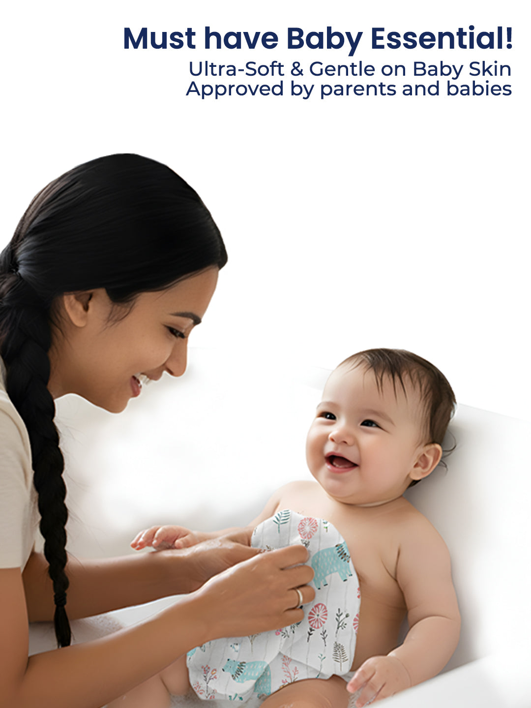 Polka Tots Newborn Pack of 5 100% Soft Muslin Cotton Washcloth Set