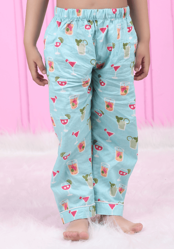 Polka Tots Half Sleeve Juice Print Night Suit - Blue