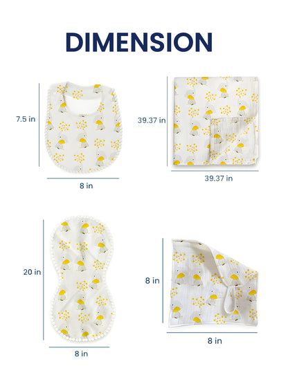 Polka Tots Newborn Pack of 5 100% Soft Double-Layer Muslin Cotton Essentials Gift Box – Jumbo Jr. Print