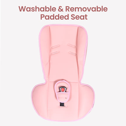 5 in 1 Multi Purpose Baby Car Seat Cum Carrycot with Fancy Bow Tie (Pink)