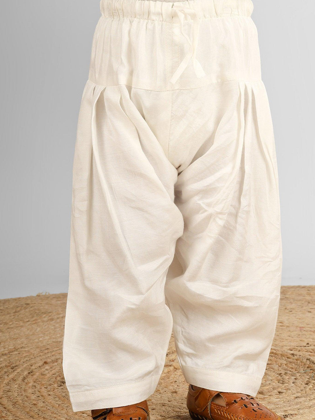 Polka Tots Full Sleeves Pathani Set - Maroon