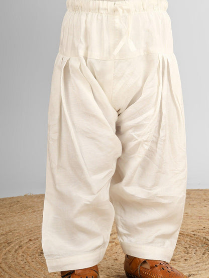 Polka Tots Full Sleeves Pathani Set - Maroon