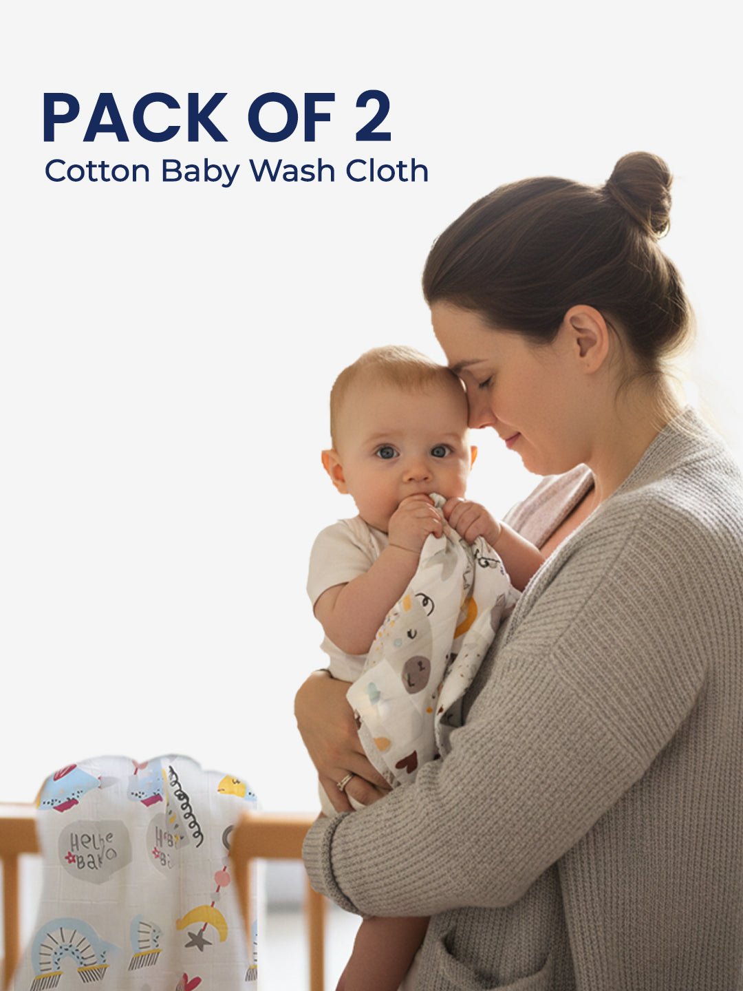 Polka Tots Newborn Pack of 6 100% Soft Double-Layer Muslin Cotton Essentials Gift Box - Hello Baby Print