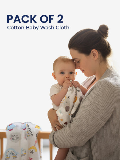 Polka Tots Newborn Pack of 6 100% Soft Double-Layer Muslin Cotton Essentials Gift Box - Hello Baby Print