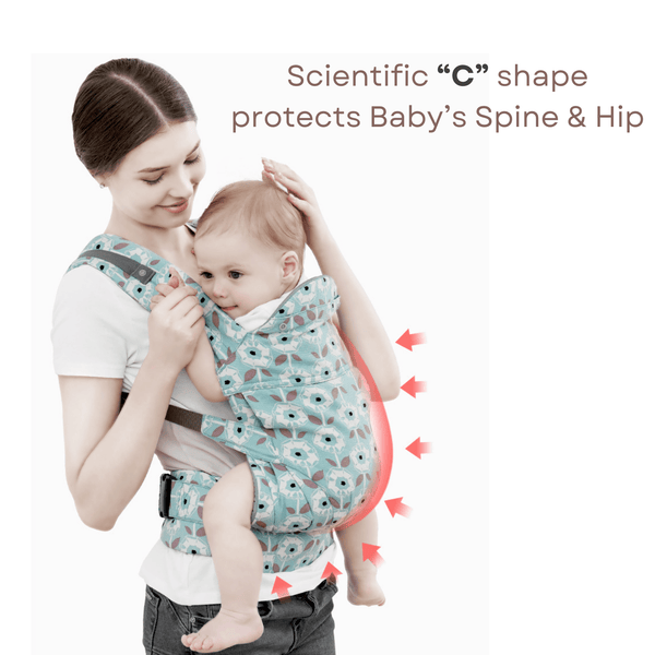 Polka Tots Ergonomic Baby Carrier with M Shape Seat & Multiple Carry Positions - Hugsy Baby Carrier (Green)