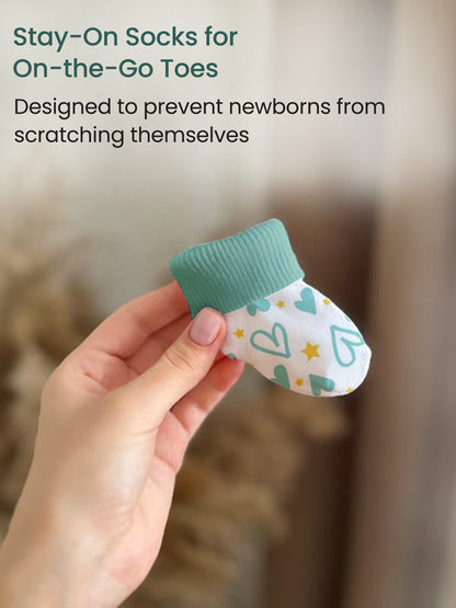 Polka Tots Pack of 10 Heart Print Jumbo Newborn Gift Hamper Set - Green