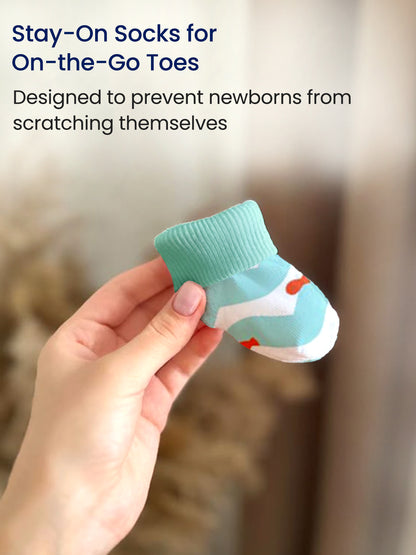 Polka Tots Pack of 6 Wave Print Mini Newborn Gift Hamper Set - Blue