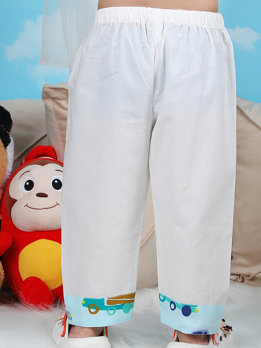 Polka Tots Vehicles print Full sleeves Nightwear Kurta pyjama set - Blue