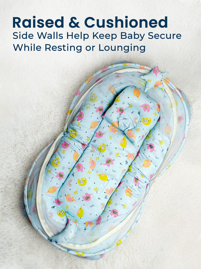 Baby nest with floral pattern on a light background