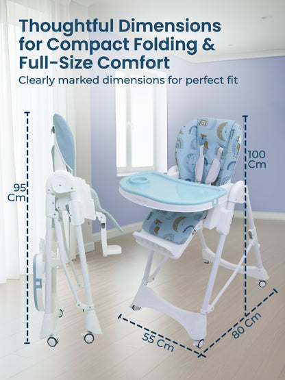 Polka Tots ChicChow Chariot 16 positions Rainbow Design High Chair - ( Blue )