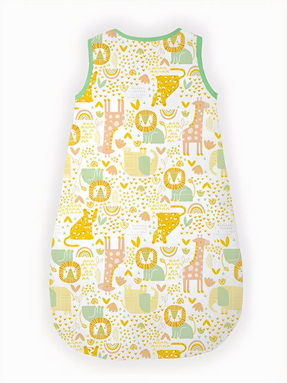 Polka Tots 100% Soft Cotton Jungle Print Sleeping Bag with Cap - Multicolor