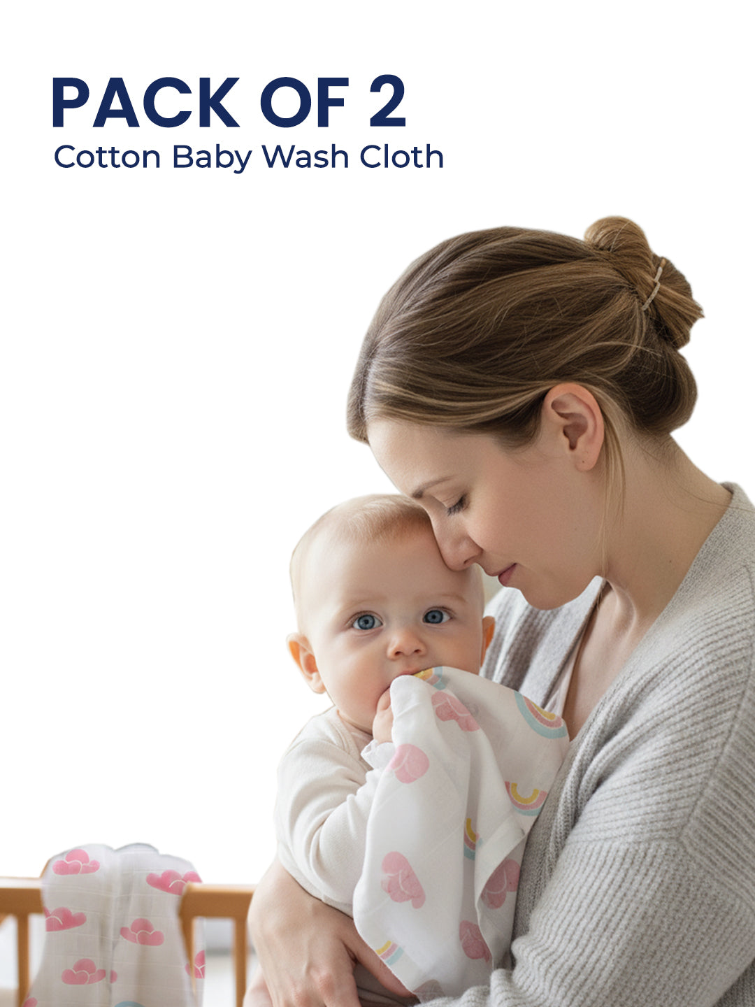 Polka Tots Newborn Pack of 6 100% Soft Double-Layer Muslin Cotton Essentials Gift Box - Rainbow Mist Print