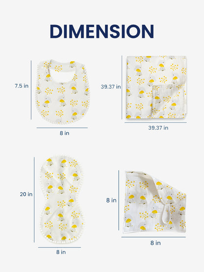 Polka Tots Newborn Pack of 5 100% Soft Double-Layer Muslin Cotton Essentials Gift Box – Jumbo Jr. Print