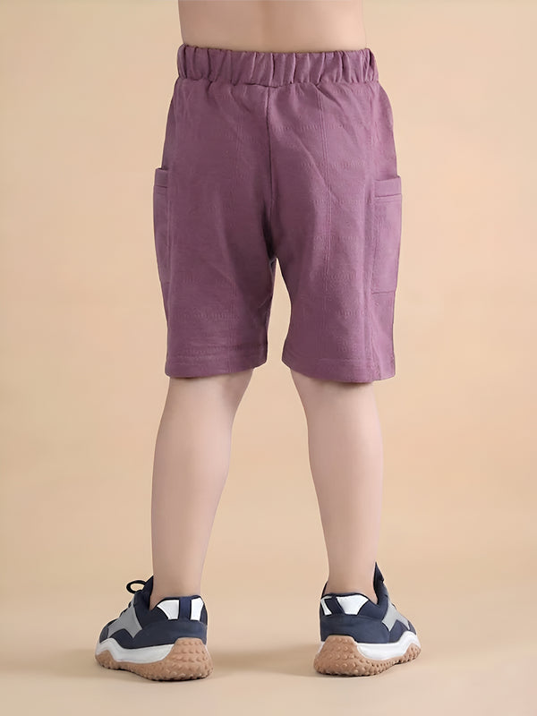 Polka Tots Half Sleeves Solid T-Shirt Shorts - Maroon