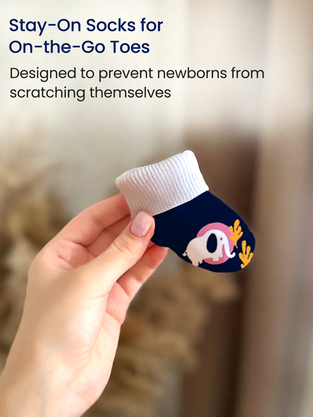 Polka Tots Pack of 6 Elephant Print Mini Newborn Gift Hamper Set - Navy