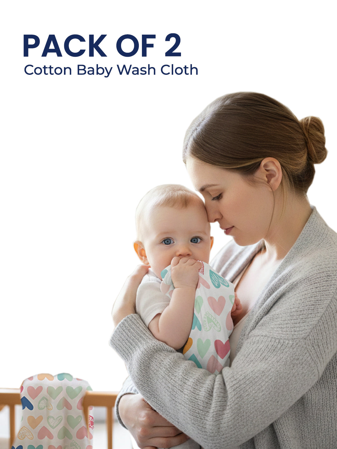 Polka Tots Newborn Pack of 6 100% Soft Double-Layer Muslin Cotton Essentials Gift Box - Mini Hearts Print