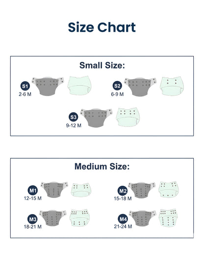 Size chart for children's clothing with small and medium size labels.