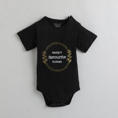 Polka Tots Half Sleeves Daddys Favorite Human Antibacterial Onesie - Black