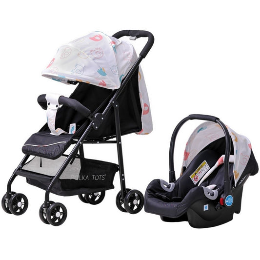 Polka Tots Click Clack Travel System Elephant Stroller + Car Seat - Cream