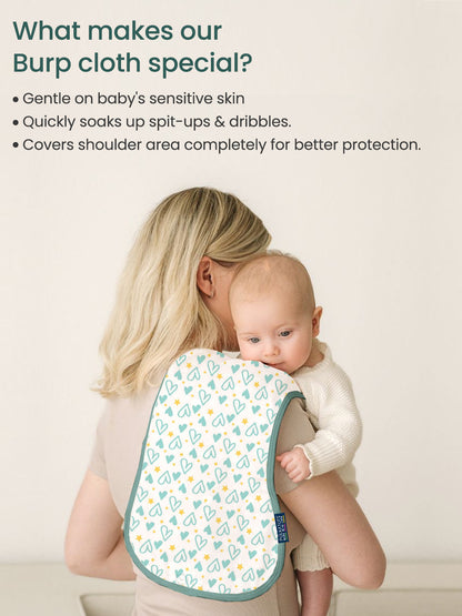 Polka Tots Pack of 10 Heart Print Jumbo Newborn Gift Hamper Set - Green